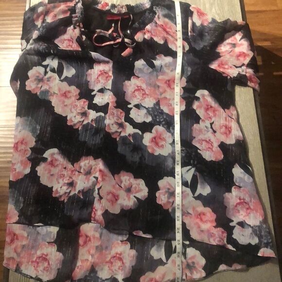 J.Lo Floral Gold Drip Blouse floral print size L - Picture 7 of 7